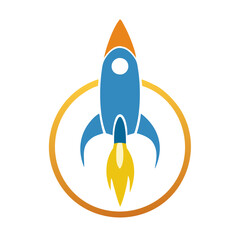 Minimalist Rocket Launch Vector icon Design