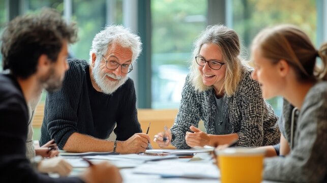 Diverse Group of Adults Participating in a Community Art Class Promoting Creativity and Lifelong Learning