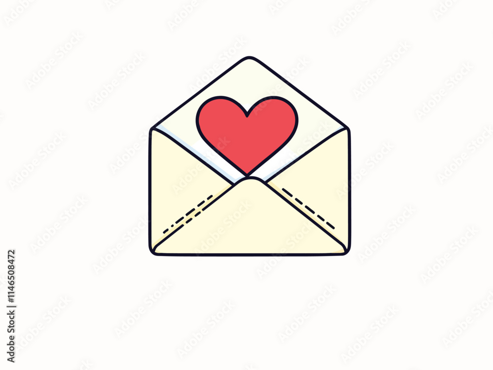 Fototapete symbolic representation of an envelope with a red heart, emphasizing affection and love in communica
