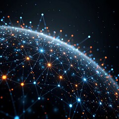 Fototapeta premium global network earth from space digital connections interconnected web futuristic technology, dark background