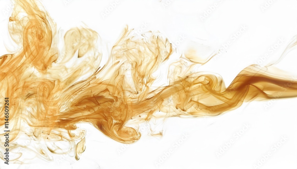 Poster golden swirls of abstract smoke art capturing ethereal fluid dynamics in stunning amber hues. perfec