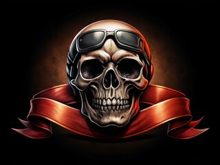 Biker Skull Silhouette Photography: Dark, Edgy, Blank Ribbon Design