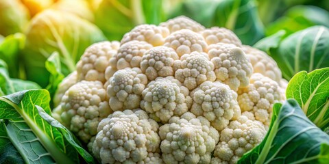 Close-Up Fresh Cauliflower Macro Photography, Worm's Eye View,  Vegetable Texture,  Food Photography