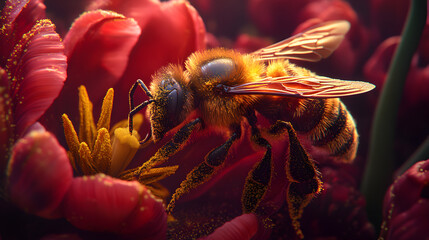 Close-up of bee on vibrant flower