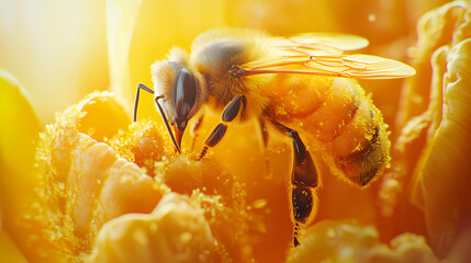 Close-up of bee on vibrant yellow flower