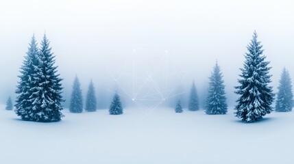 Fototapeta premium Enchanting Winter Forest Scene with Geometric Overlay