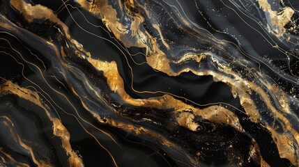 Refined Marble and Gold Wallpaper, Elegant Abstract Image with Opulent Textures and Luxurious...