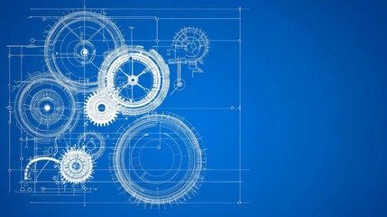 Fototapeta premium Engineering Blueprint Complex Gear System Design