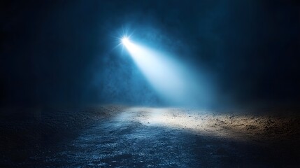 Illuminating darkness a spotlight in a foggy environment abstract concept mysterious mood