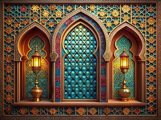 Ramadan Kareem Window Frames: Bird's Eye View of Islamic & Boho Designs