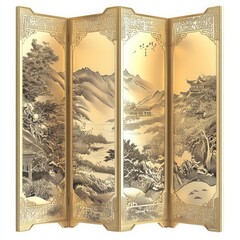 Elegant chinese folding screen decor