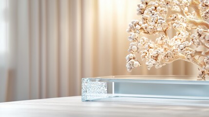 Luxury Glass Display Platform with Crystal Embellishments for Jewelry Presentation