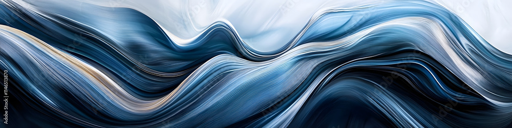 Poster create a linkedin cover image with abstract, flowing lines in soft blue and grey tones, representing