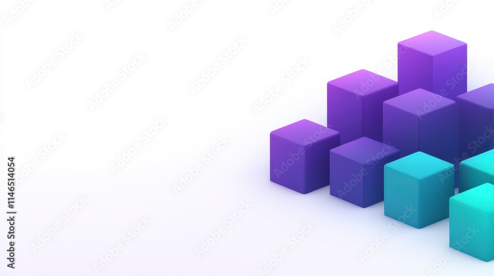 Poster a collection of colorful 3d cubes arranged on a minimalistic background, showcasing modern design ae
