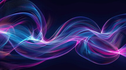 Naklejka premium Abstract swirling neon light trails in a dark background