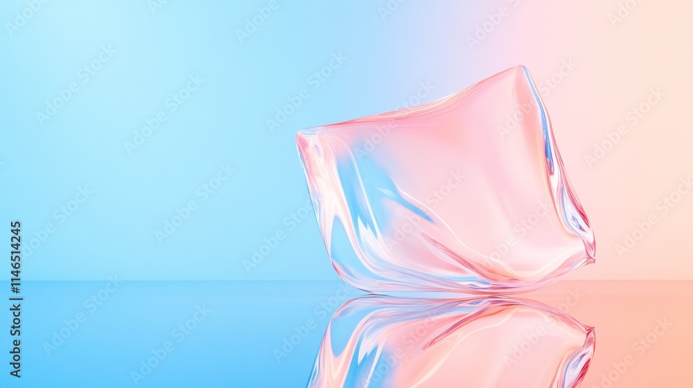Poster pastel geometric reflection abstract minimalism with surreal curves