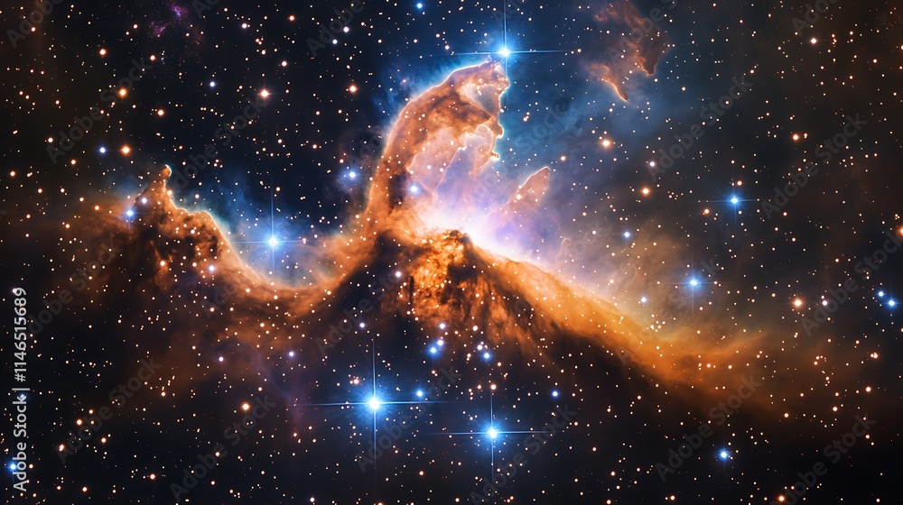 Wall mural deep space filled with vibrant colorful nebulae and softly glowing stars floating in the cosmos