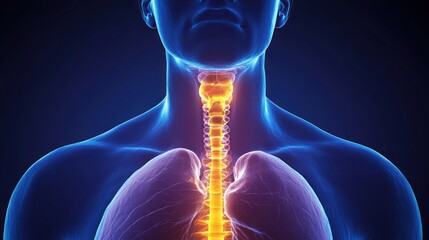 Human Anatomy Illustration Upper Body Spine Neck Lungs  Medical Illustration  3D Render