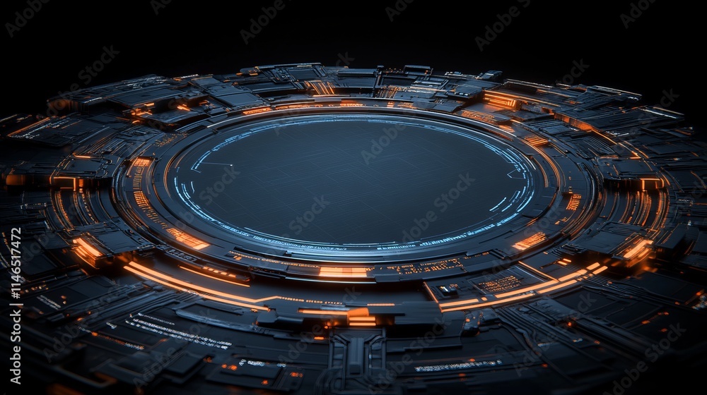 Poster futuristic circular technology interface design