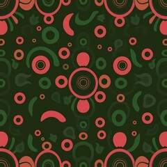 Abstract Green and Coral Pattern: Seamless Design with Organic Shapes 