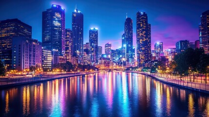 Fototapeta premium melbourne cityscape at night