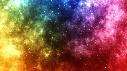 Vibrant rainbow nebula with stars.