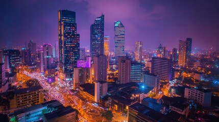 Obraz premium night view of manila skyline