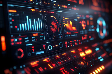 Obraz premium A futuristic dashboard displaying data analytics and monitoring systems.