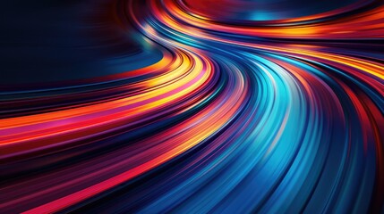 Abstract, vibrant light trails with digital effects