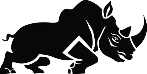 Rhino Silhouette icon design Minimal style hand drawn © Saidurra12