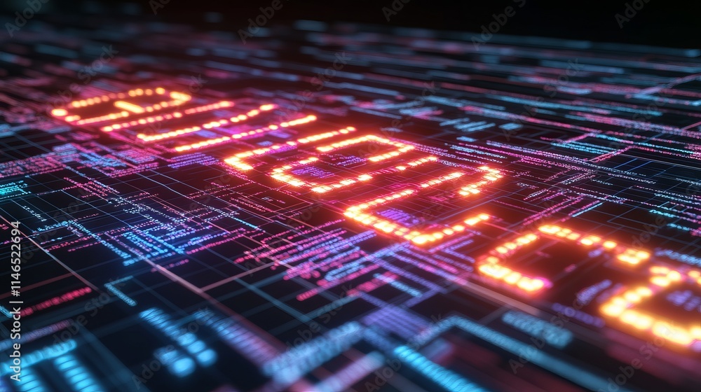 Aufkleber futuristic digital code cybersecurity network interface