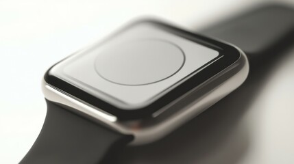 Stainless silver smart watch with white strap isolated on white background