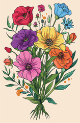 Floral Flower with leaf