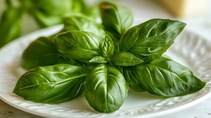 Harvesting fresh basil leaves garden food photography natural light close-up culinary inspiration
