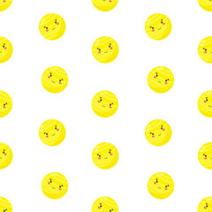 Fototapeta premium Yellow kid kawaii planet vector seamless pattern. Galaxy, space, universe. Background, print, fabric