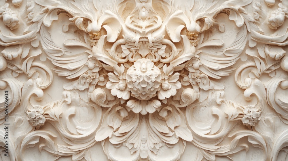 Aufkleber intricate ornamental design featuring floral and scroll motifs in a light color.
