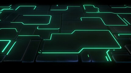 Obraz premium Futuristic Green Neon Circuit Board Technology Abstract