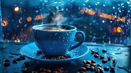 Fototapeta premium A blue cup of coffee 