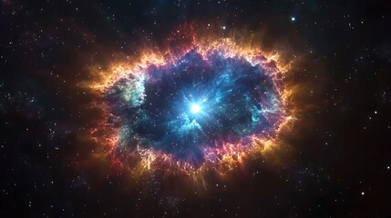 Deep universe glowing with radiant colorful nebulae surrounded by shimmering starry skies