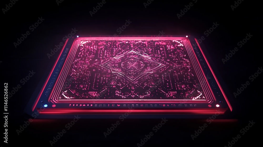 Poster futuristic illuminated circuit board display panel