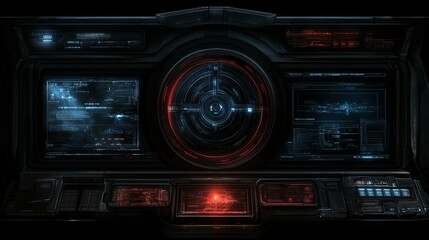 Fototapeta premium Futuristic Spaceship Control Panel Interface Design