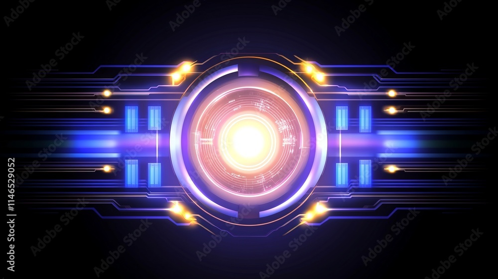 Poster futuristic technology interface digital core system