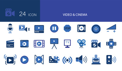 set of icons 24 video and cinema