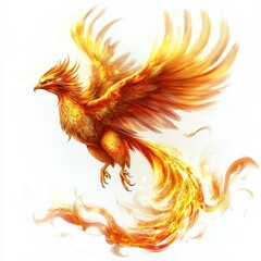 Obraz premium Dynamic phoenix clipart in flames