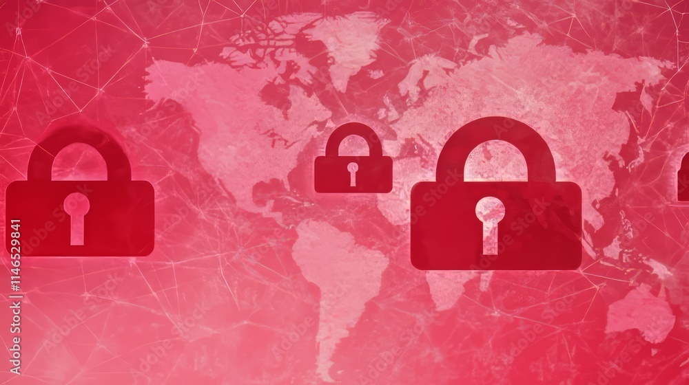 Poster global cybersecurity network protection secure system