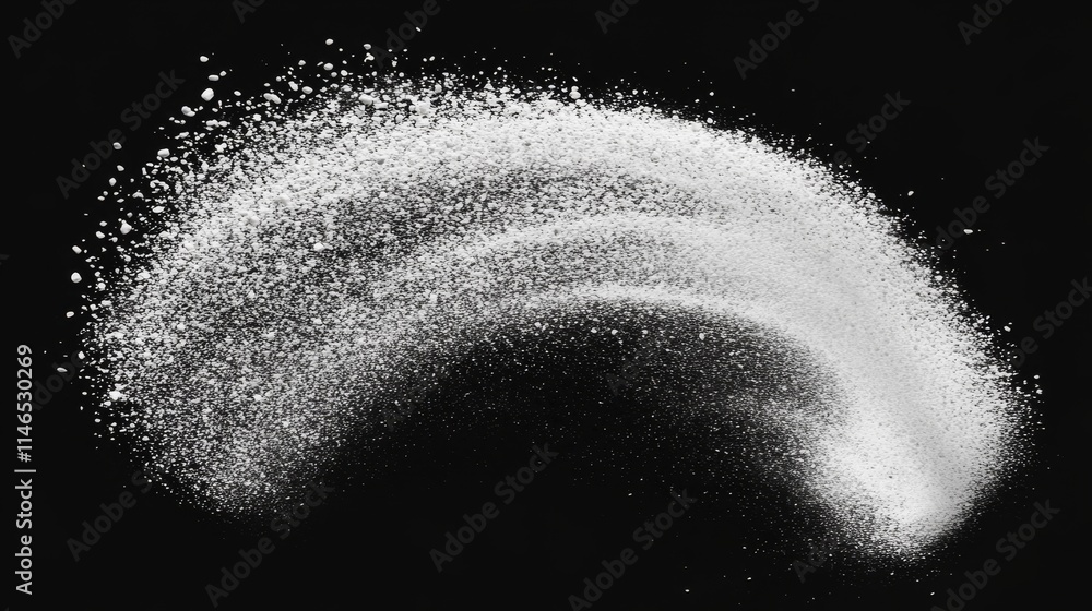 Aufkleber abstract design of white powder on black background creating dynamic fluid motion effect