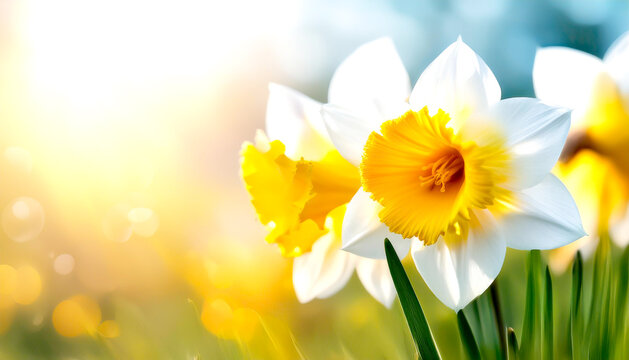 Osterglocken, Narzissen, im Sonnenschein 