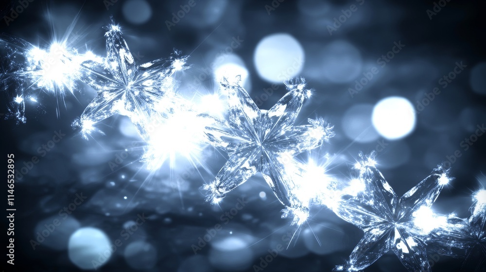Aufkleber sparkling christmas background with glowing snowflakes and soft bokeh effect for holiday designs and