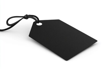 Blank black tag with subtle shadows on a white background