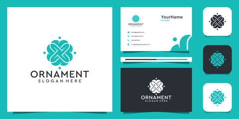 Fototapeta premium Ornament logo illustration vector graphic design. Good for decoration, brand, icon, spa, and business card